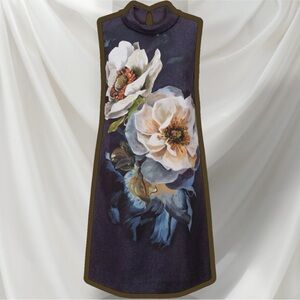 Hobbs London ‘Hermione’ Dress in Gray “Camellia” Painted Floral Print Size 4